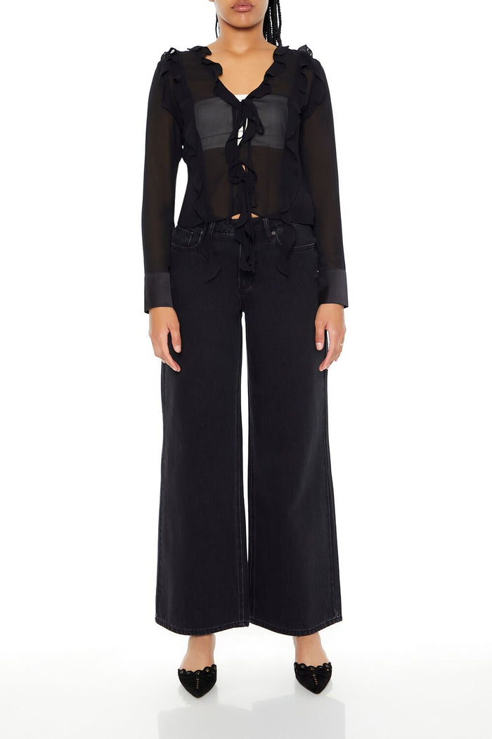 Ruffle-Trim Chiffon Top