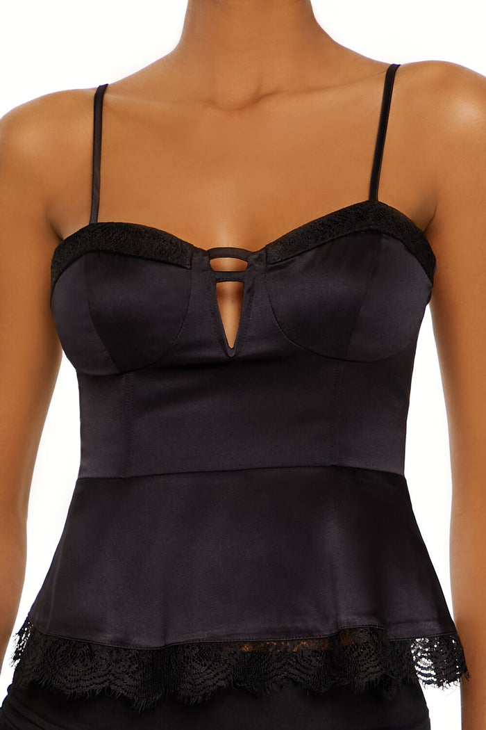 Satin Sweetheart Flounce Cami