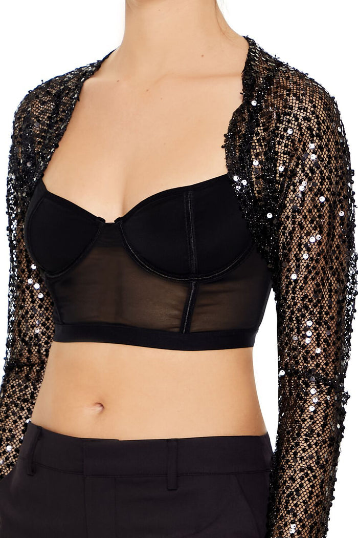 Sequin Mesh Shrug Sweater
