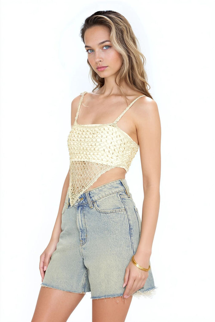 Sequin Sweater-Knit V-Hem Cami