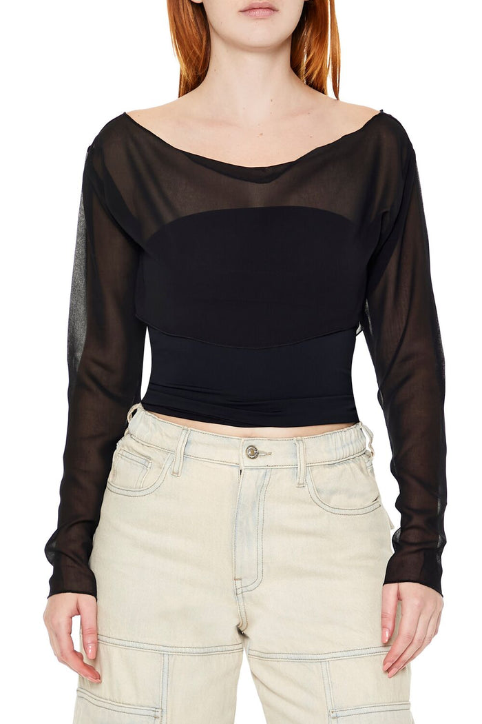 Sheer Chiffon Crop Top