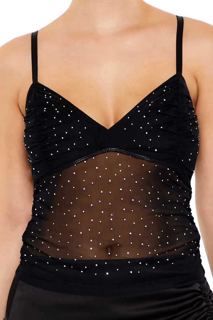 Sheer Mesh Rhinestone Cami