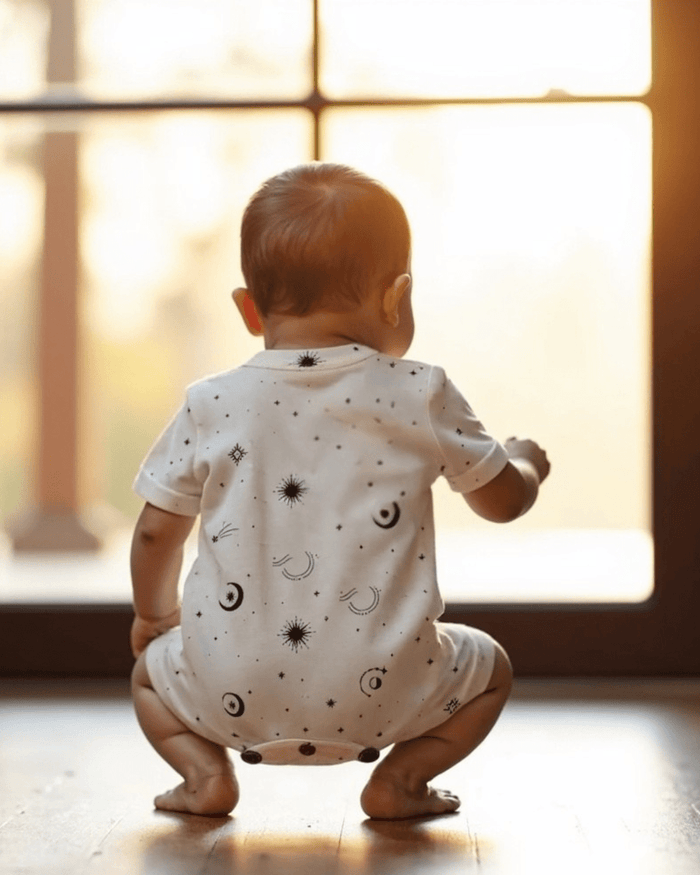 Baby short sleeve romper | celestial finn + emma