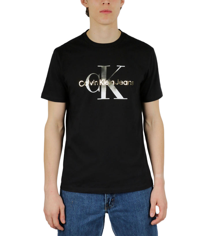 Short Sleeves Gold/Silver Metallic Monogram Tee
