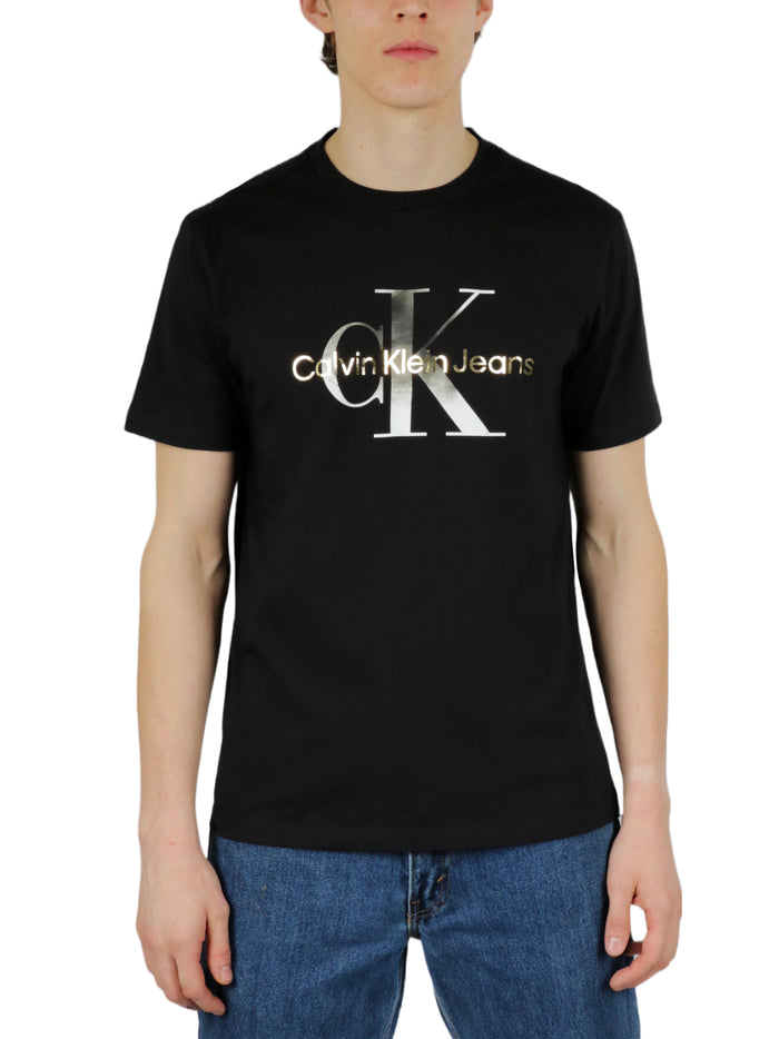 Short Sleeves Gold/Silver Metallic Monogram Tee