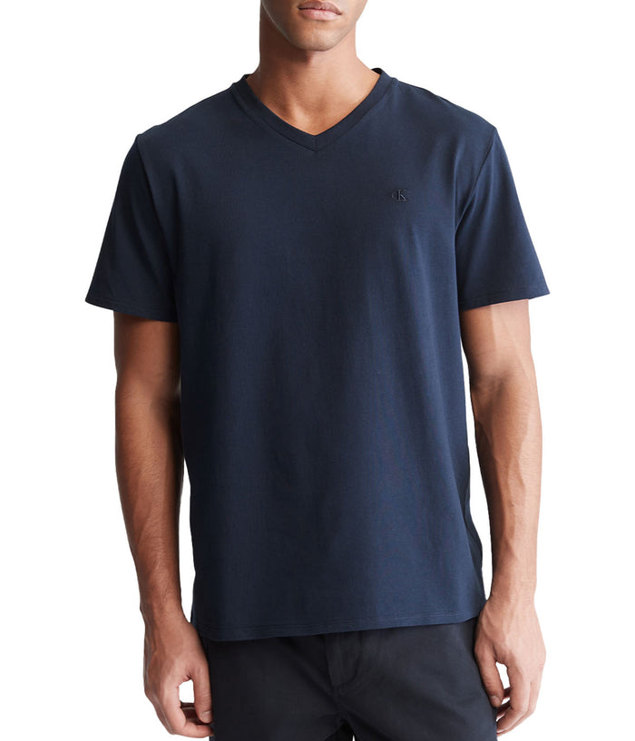 Short Sleeves Smooth Solid V-Neck Tee