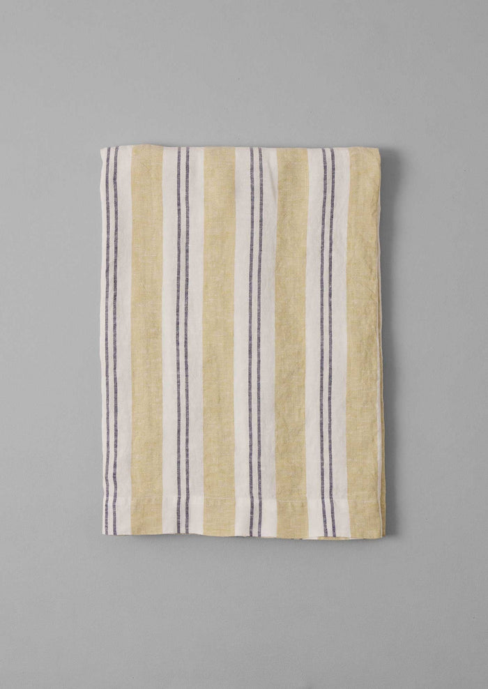 Sienna Stripe Linen Tablecloth | Washed Lime/Midnight Blue