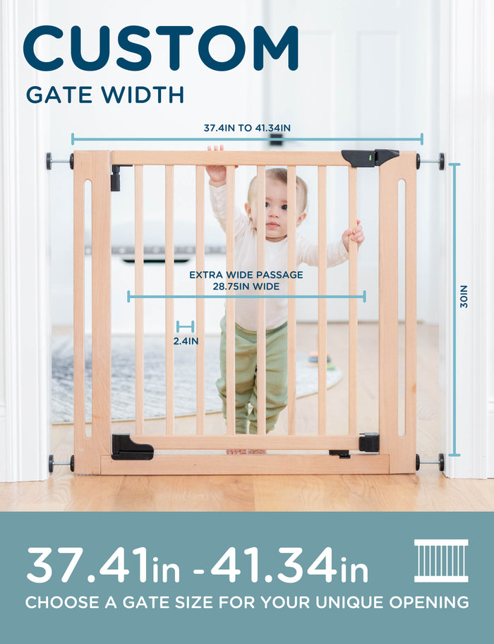 SizeWise™ Wood Pressure Mounted Gate - Baby Delight