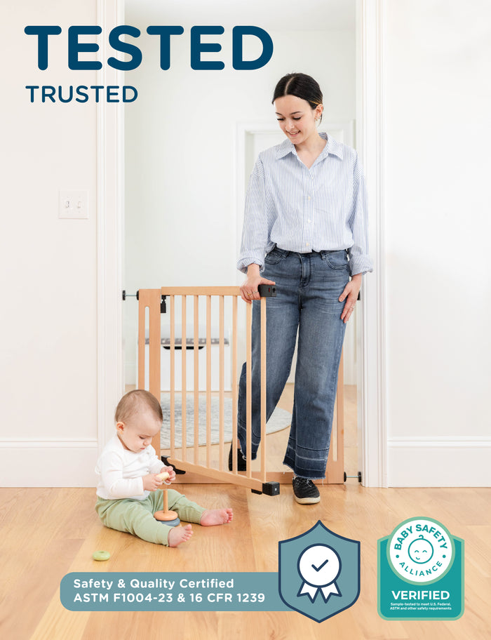 SizeWise™ Wood Pressure Mounted Gate - Baby Delight