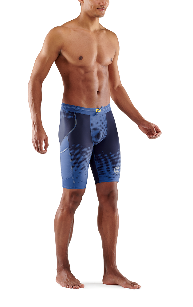 SKINS Men's Compression Half Tights 3-Series - Dot Fade Blue