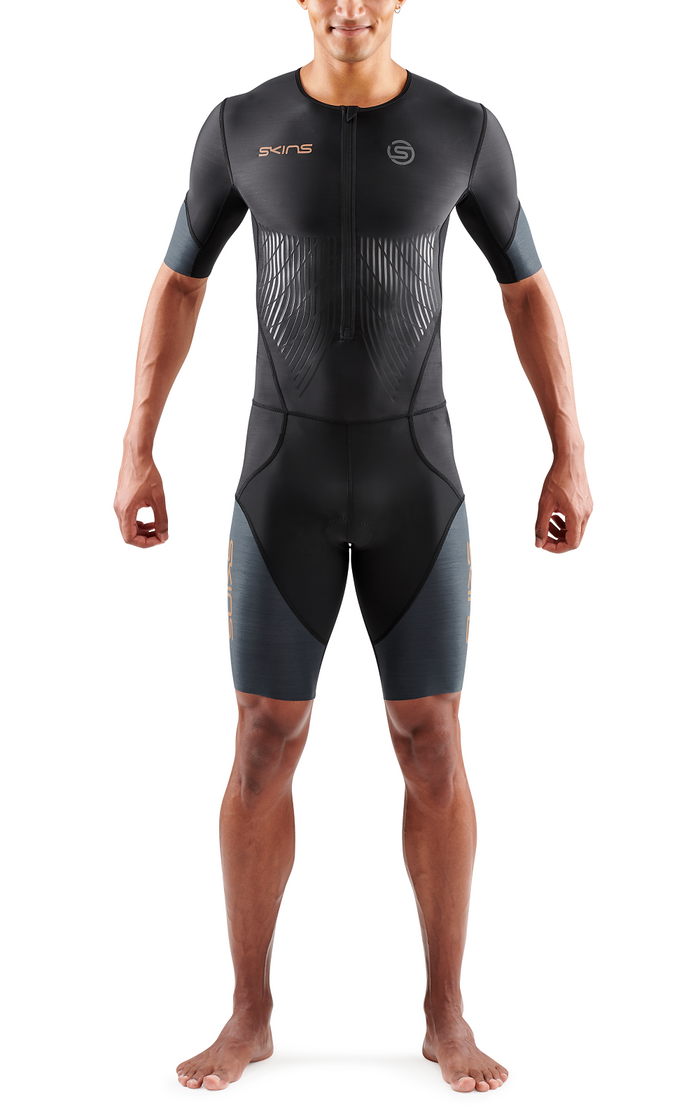 Skins Men's TRI Elite S/S Tri Suit - Black/Carbon