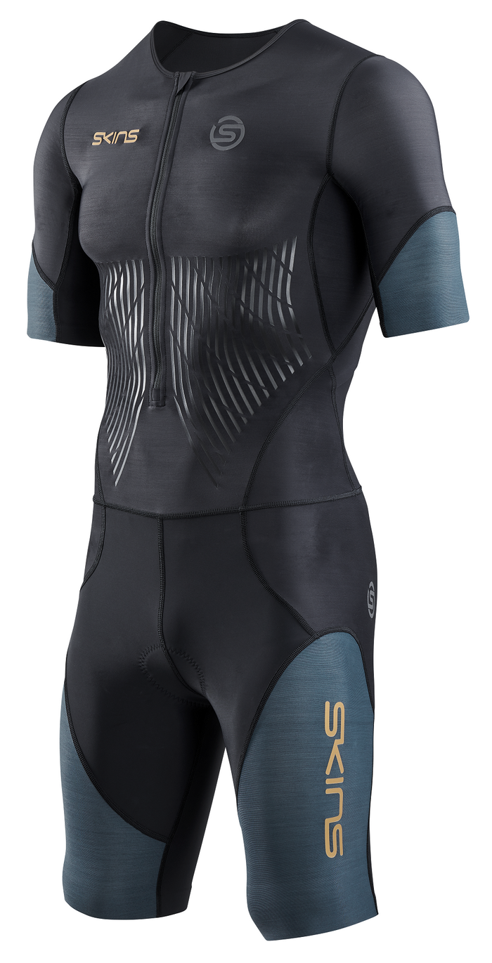 Skins Men's TRI Elite S/S Tri Suit - Black/Carbon