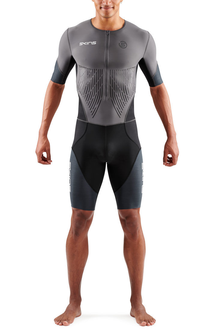Skins Men's TRI Elite S/S Tri Suit - Charcoal/Carbon
