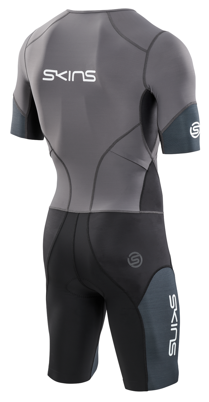 Skins Men's TRI Elite S/S Tri Suit - Charcoal/Carbon