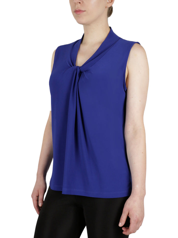 Sl Knot Front Solid Ity Knit Top