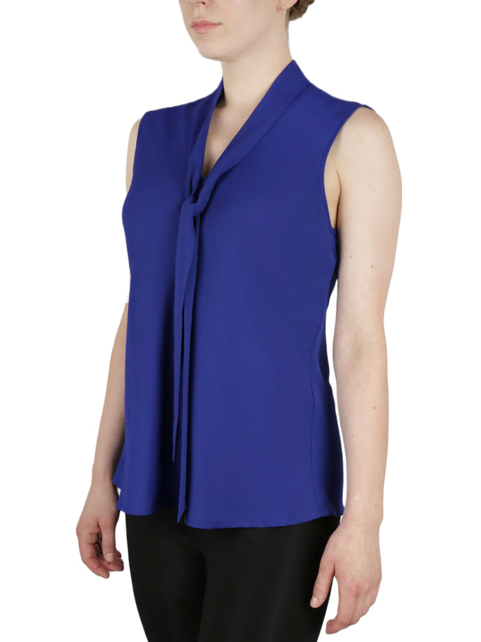 Sleeveless Tie Front Crepe Blouse