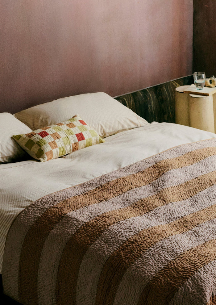 Soft Stripe Cotton Duvet Cover | Clay/Ecru