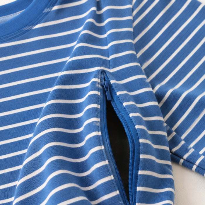 Striped Breastfeeding Dress Blue / White