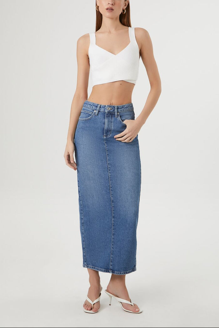 Sweater-Knit Crossover Crop Top