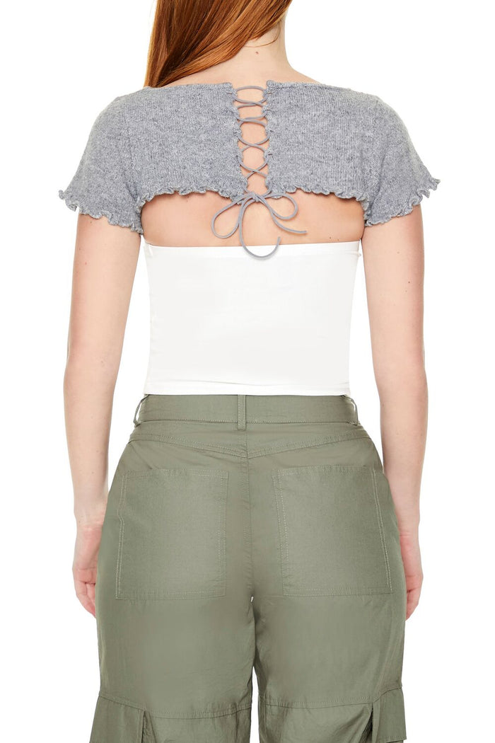Sweater-Knit Lace-Up Crop Top