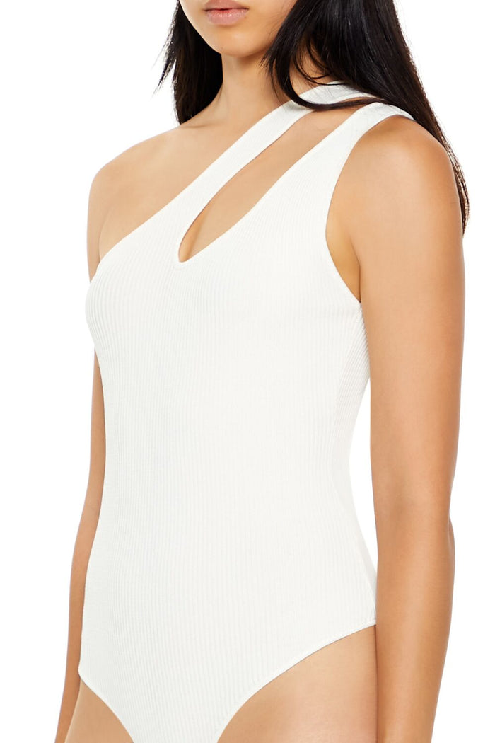 Sweater-Knit One-Shoulder Bodysuit