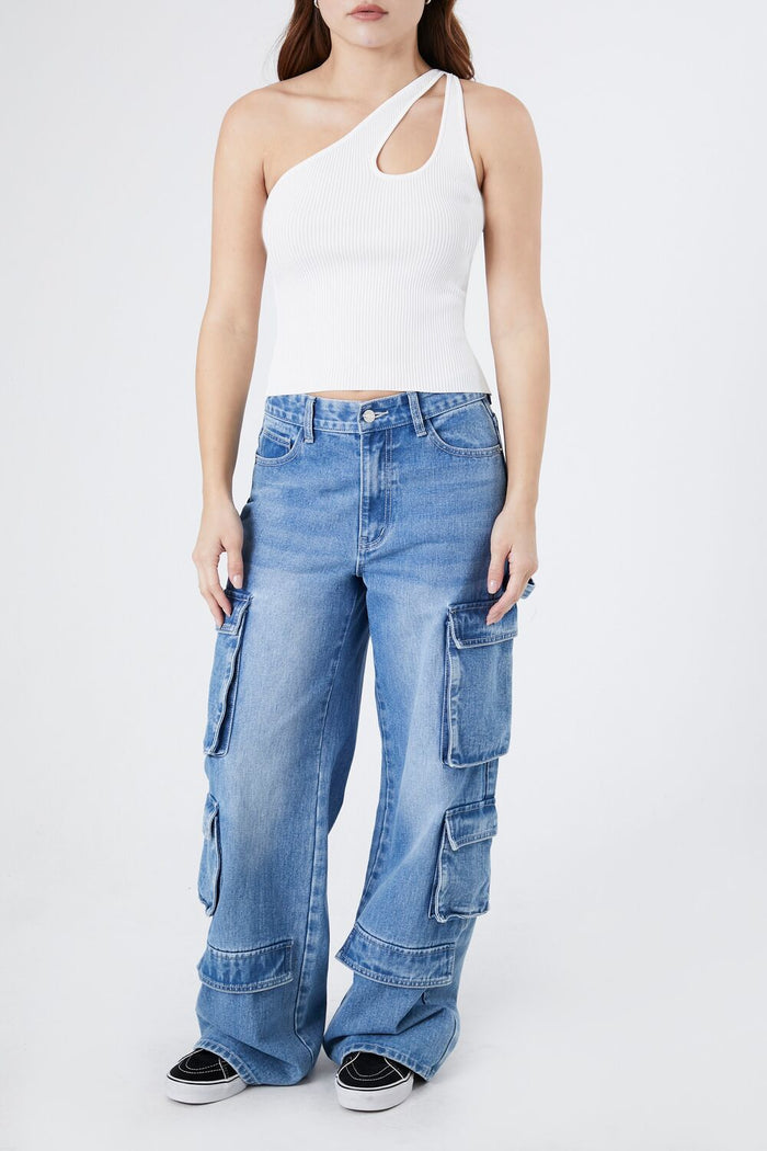 Sweater-Knit One-Shoulder Crop Top