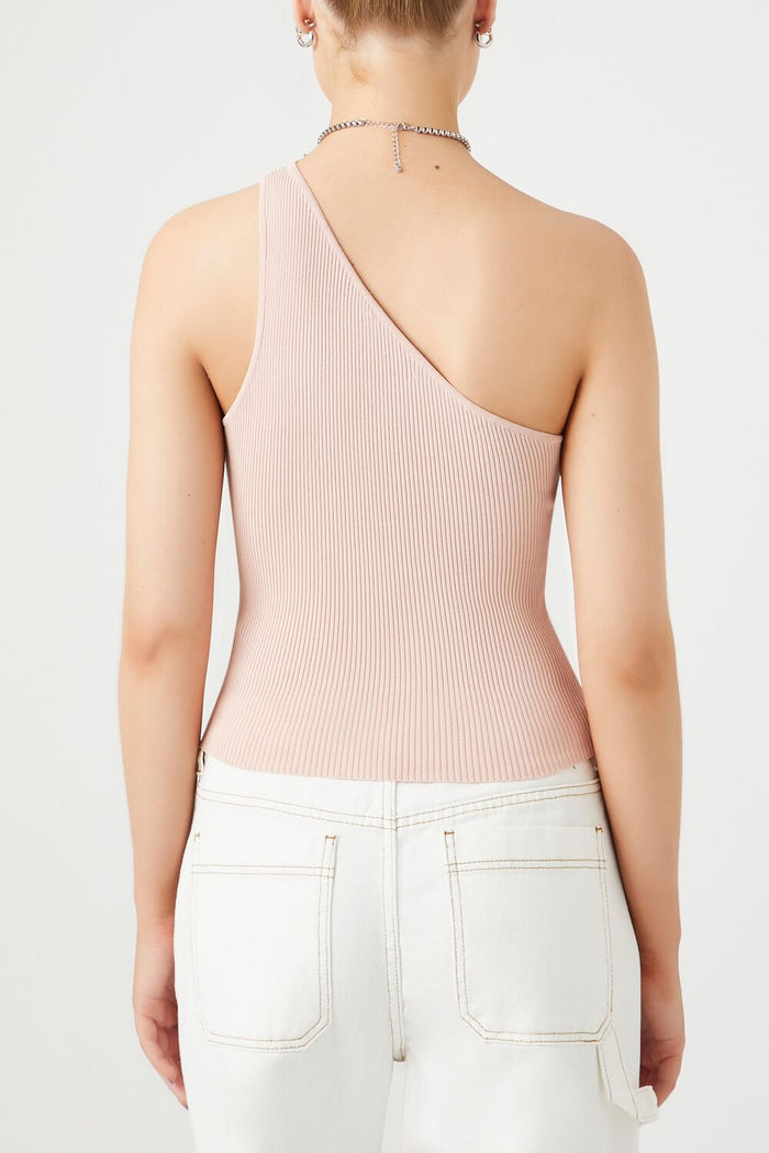Sweater-Knit One-Shoulder Crop Top
