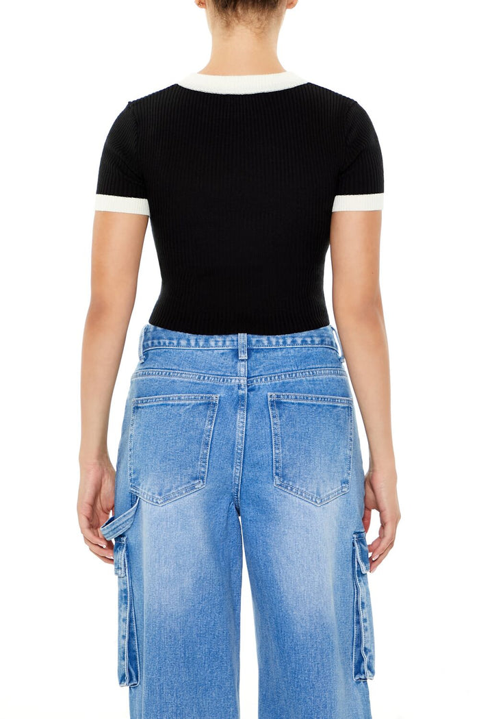 Sweater-Knit Ringer Cropped Tee