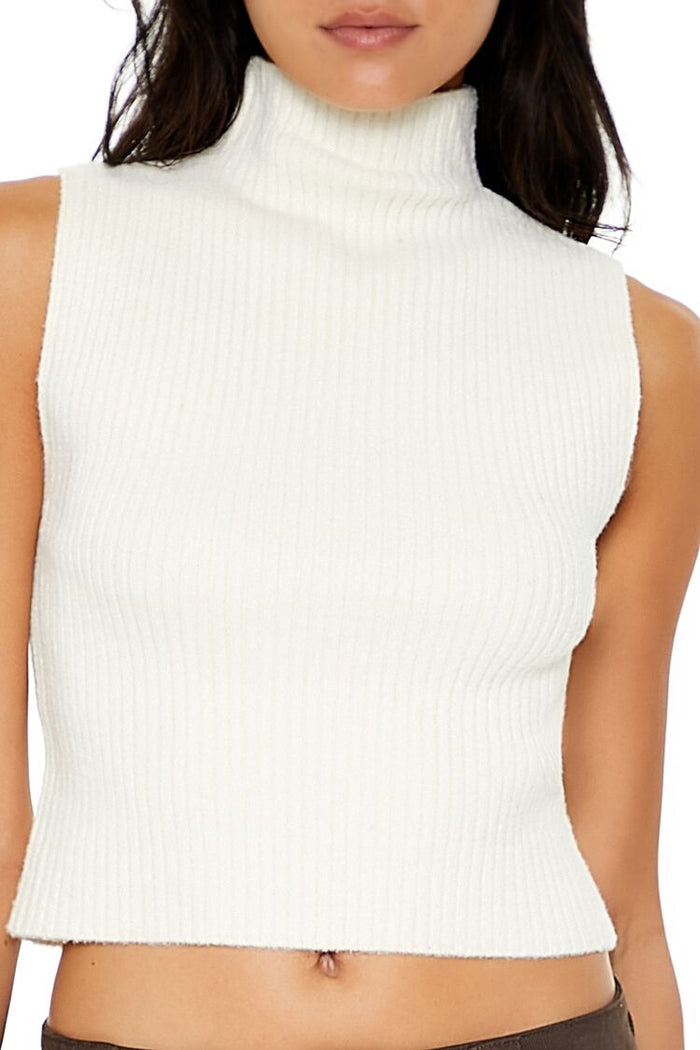 Sweater-Knit Turtleneck Crop Top