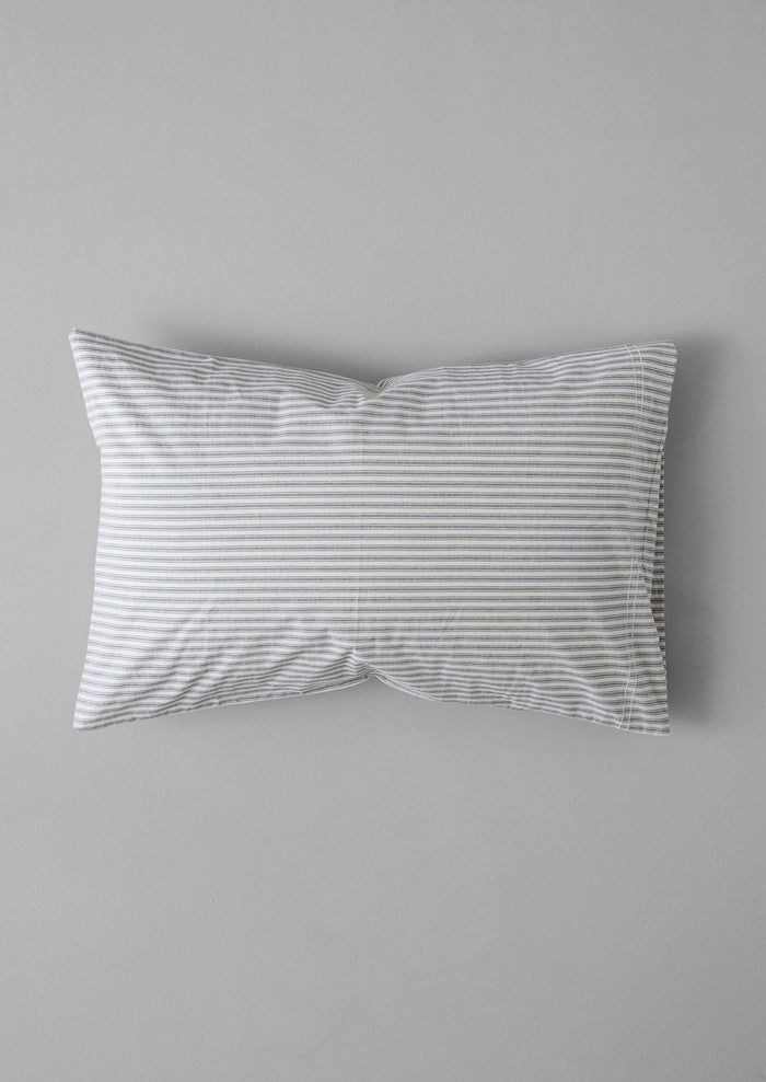 Ticking Stripe Cotton Housewife Pillowcase | Ecru/Graphite