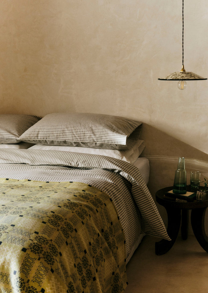 Ticking Stripe Cotton Housewife Pillowcase | Ecru/Graphite
