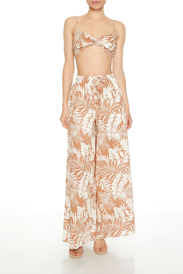 Tropical Leaf Print Cropped Cami