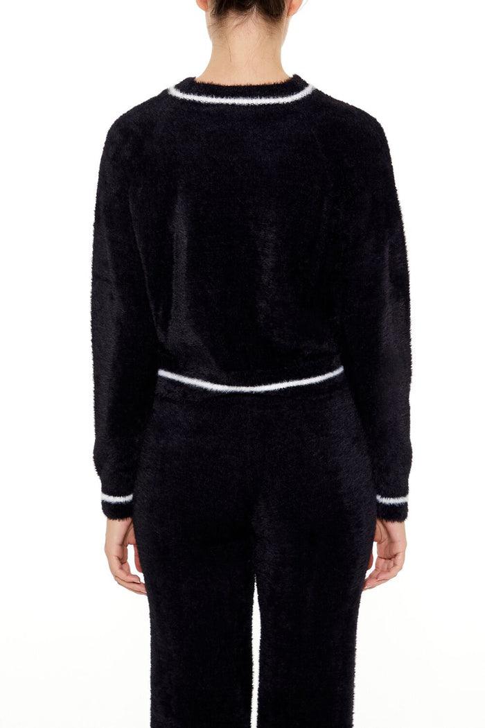 Two-Tone Fuzzy Knit Sweater