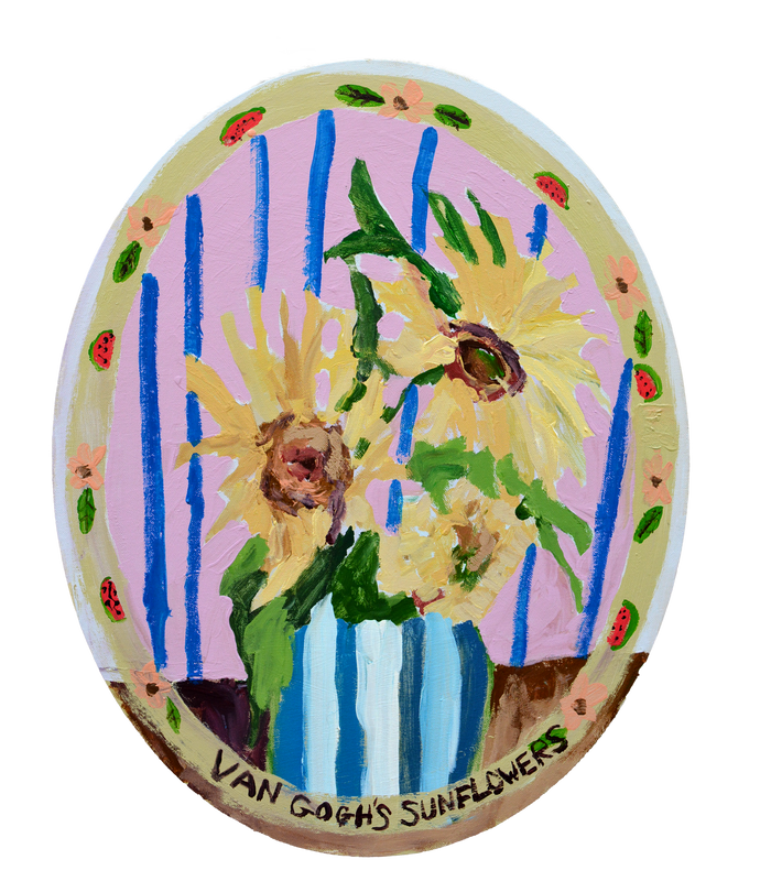 Van Gogh's Sunflowers (Oval) - Painting on Canvas 2024