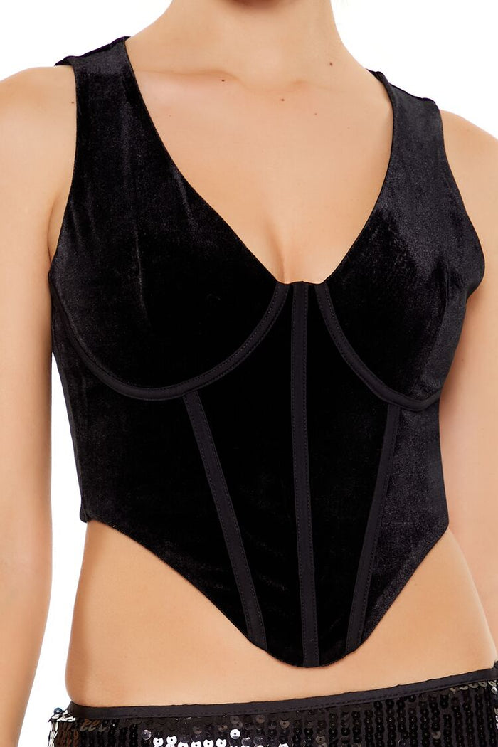 Velvet Bustier Cropped Tank Top