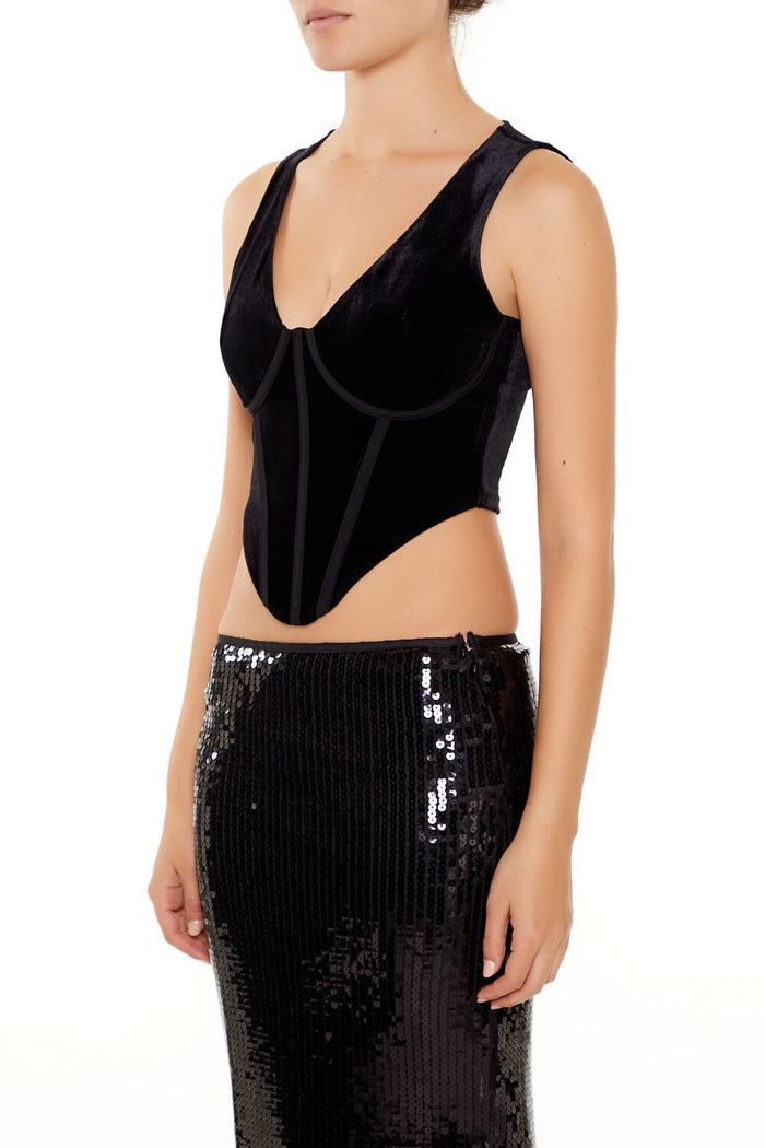 Velvet Bustier Cropped Tank Top