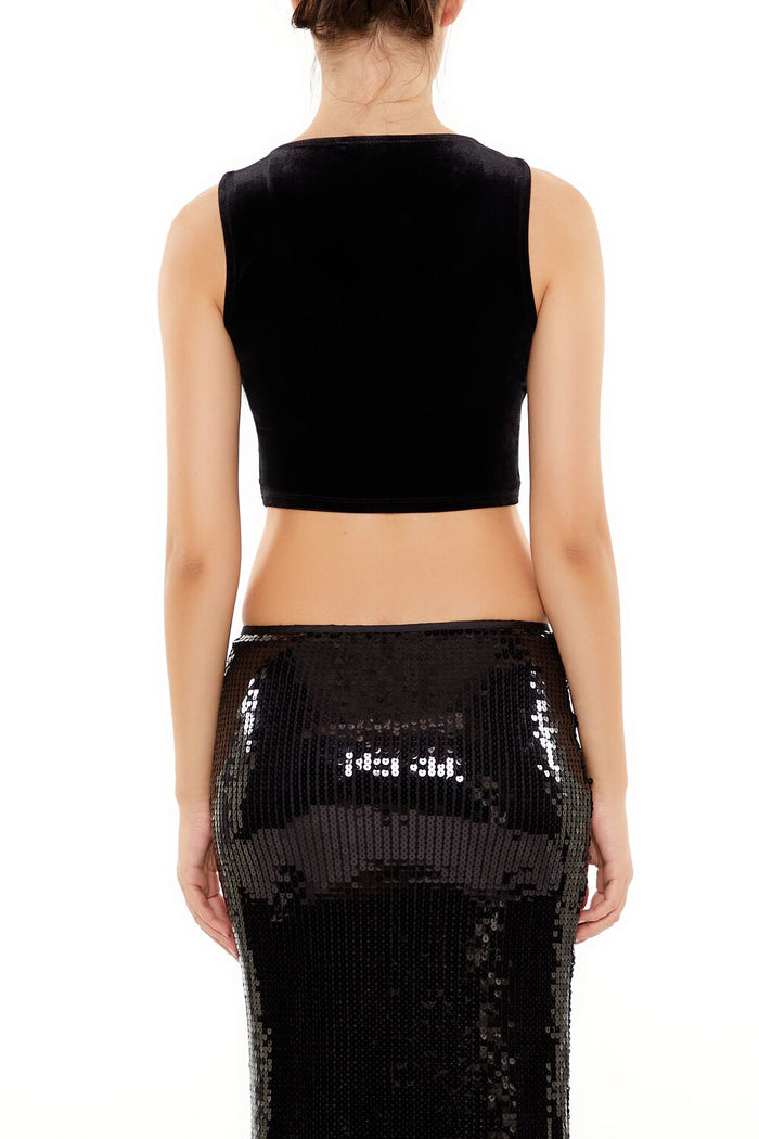 Velvet Bustier Cropped Tank Top