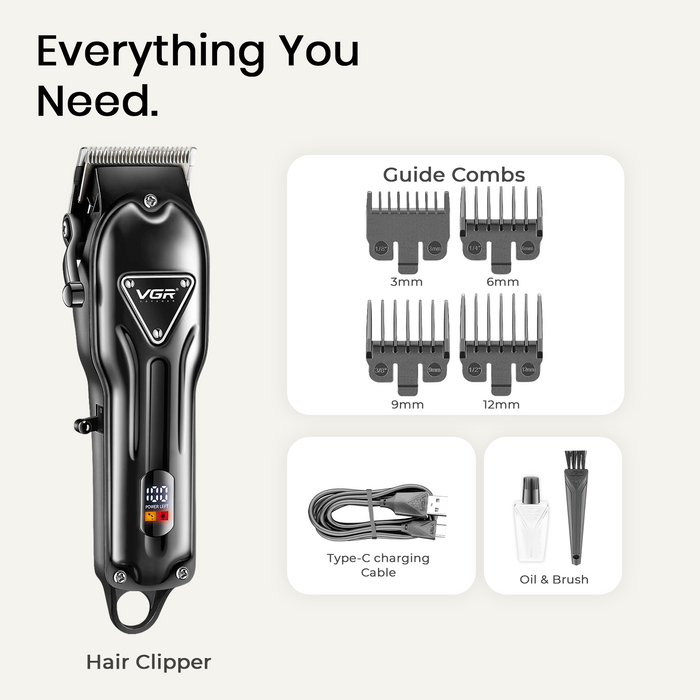VGR V-051 Professional Hair Clipper For Men with 300 Min Runtime, Black