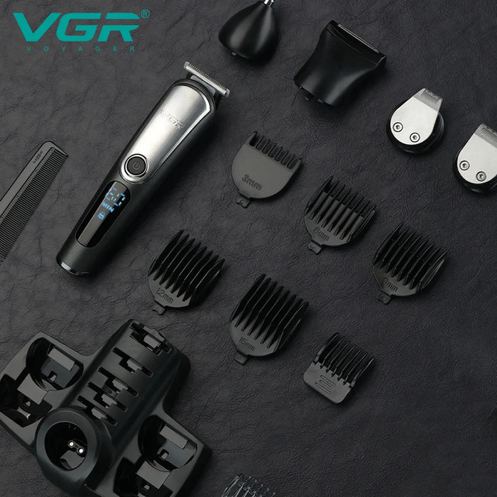 VGR V-105 Professional 5-in-1 Grooming Kit for Men with Led Display, 60 Min Runtime, Black
