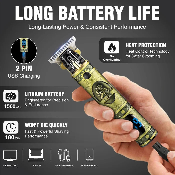 VGR V-228 Professional Hair Trimmer For Men with 180 Min Runtime, Gold