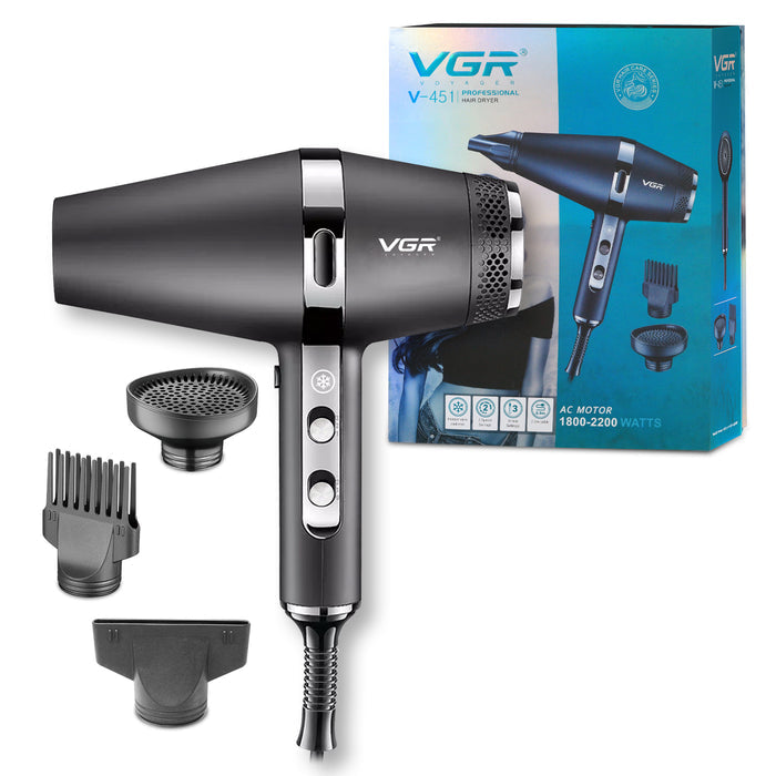VGR V-451 Hair Dryer For Unisex, Black