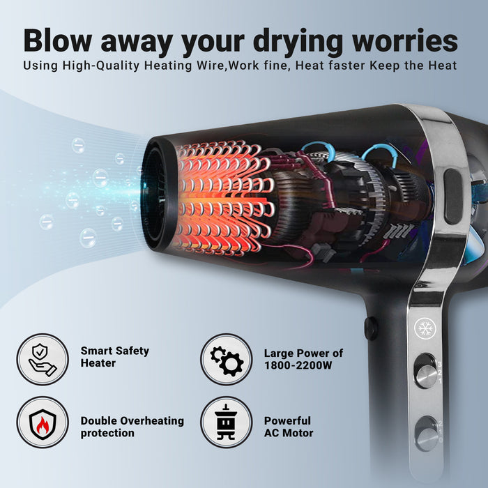 VGR V-451 Hair Dryer For Unisex, Black