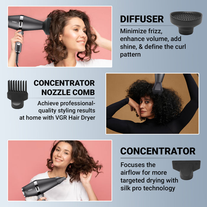 VGR V-451 Hair Dryer For Unisex, Black