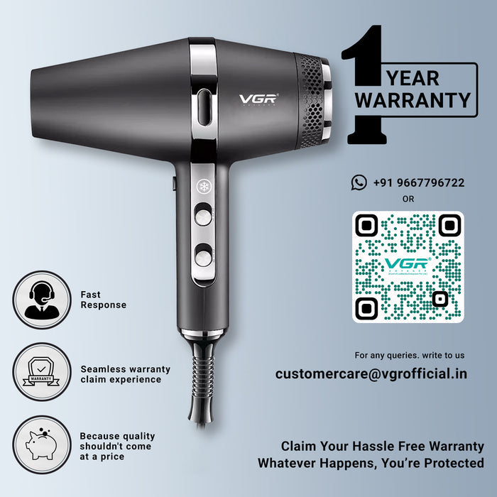 VGR V-451 Hair Dryer For Unisex, Black