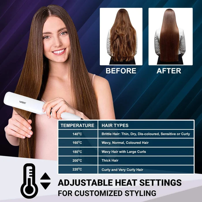 VGR V-511 Professional Hair Straightener For Women with Ceramic Plates, LED Display, White
