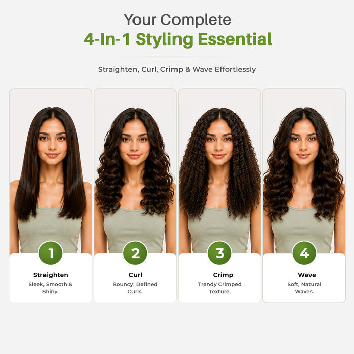 VGR V-569 Professional 4 In 1 Hair Beauty Styler, Straightener, Curler, Crimper, Waver (Green)