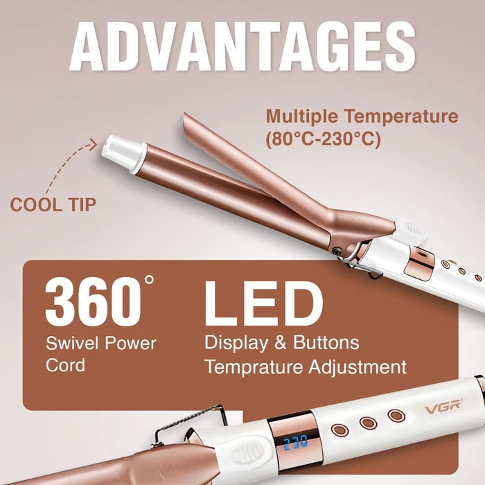 VGR V-578 Professional Electric Hair Curling Wand for Women (White)