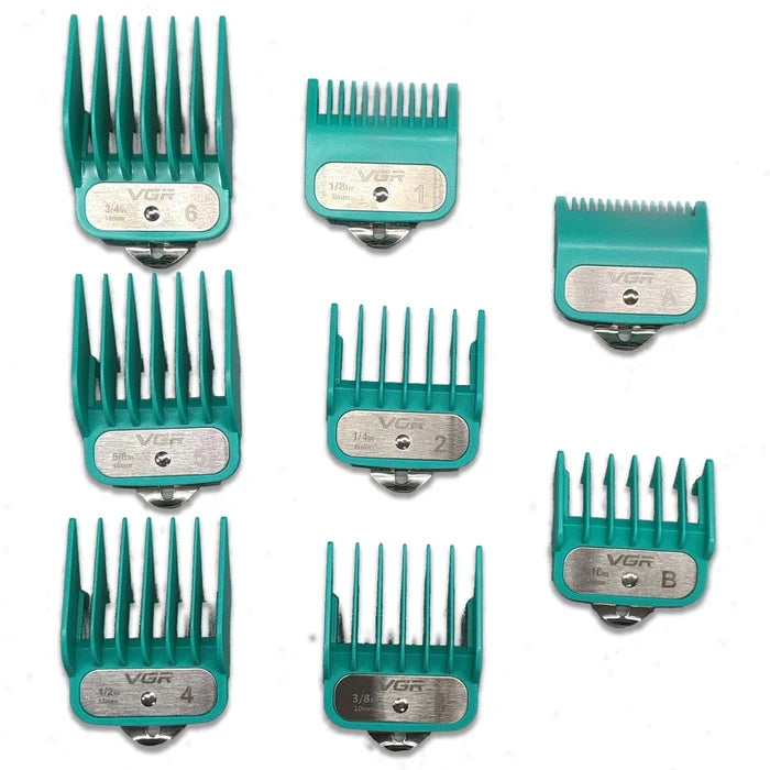 VGR V-891 Set of 8 Metal Comb (1.5/3/4.5/6/10/13/16/19mm) attachment for Clipper