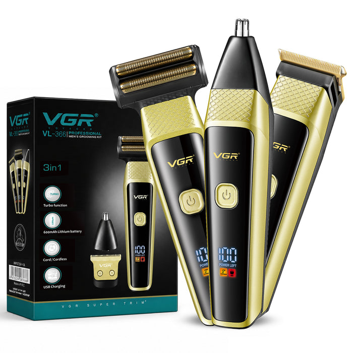 VGR VL-366 Limited Edition Professional 3 in 1 Grooming Kit, (Gold)