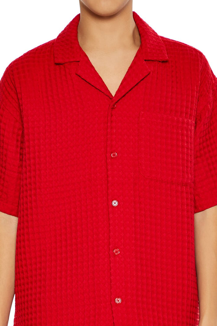 Waffle Knit Cuban Collar Shirt